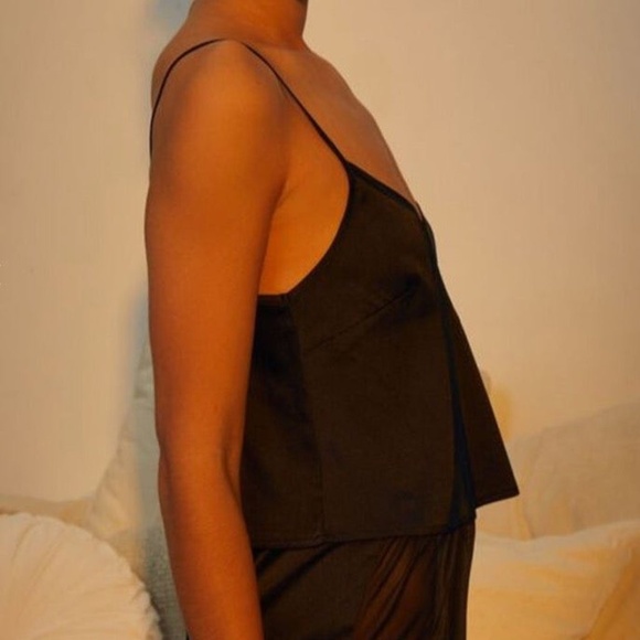 Love By Lottie Black Mesh Inset Satin Lingerie Lounge Cami Tank Top PacSun Small - Picture 6 of 7